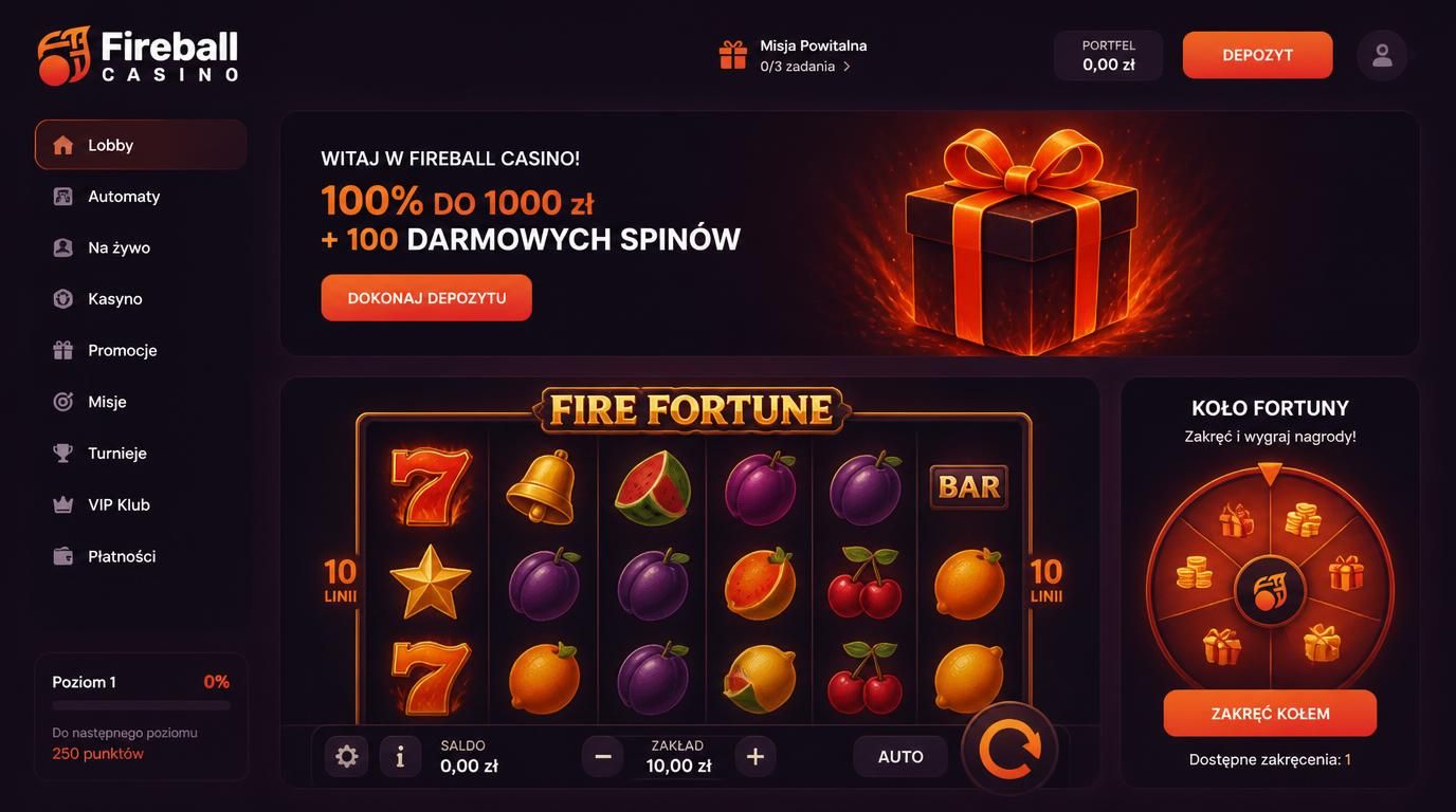 Nowy gracz z pierwszym depozytem i darmowymi spinami w Fireball Casino 
