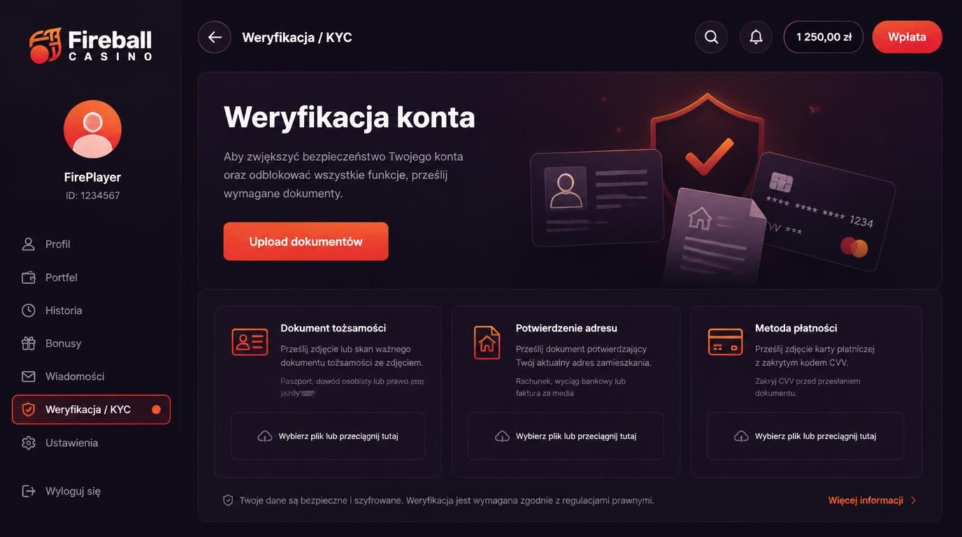 proces weryfikacji konta z dokumentami tożsamości i potwierdzeniem adresu